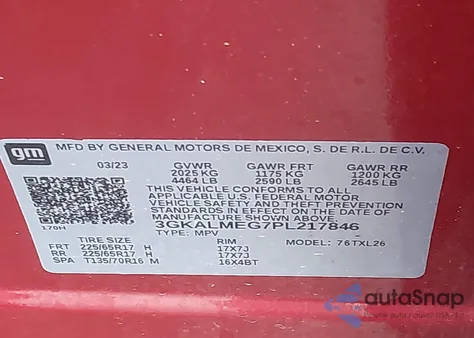 2023 GMC Terrain Fwd Sle из США, поврежденный, VIN 3GKALMEG7PL217846